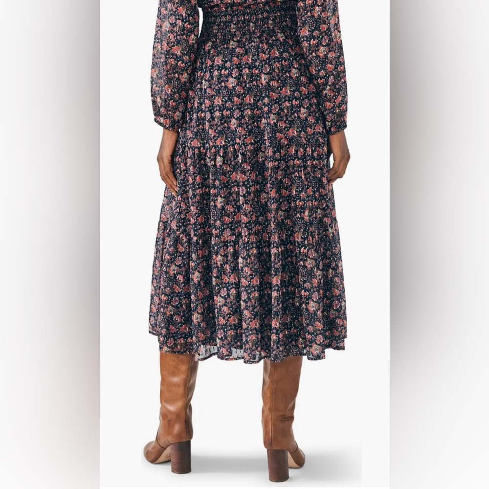 Faherty Floral Maxi Skirt - Navy and Pink